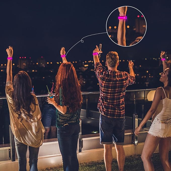 8 Pack LED Bracelets Light Up Wristbands,Glow Flashing Wristbands Glow in The Dark Party Supplies for Party, Festivals, Sports, Camping,Night Events (Pink)