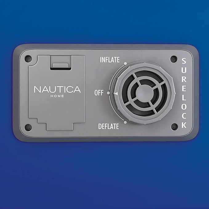 Nautica Home 18" Support Aire Size Queen Cooling Pillow Top with Raised Edge Support, Curved iFlex Beam Construction, Inset Powerful Pump, Puncture Resistant Vinyl, Storage Bag