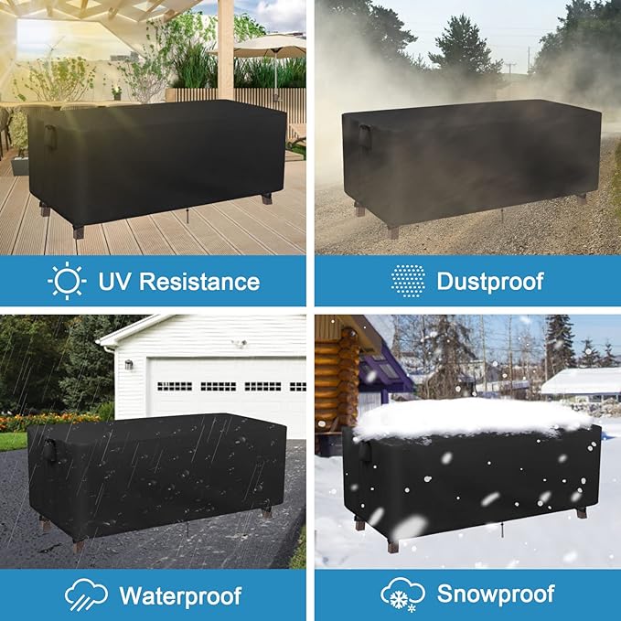 Kingling Patio Table Covers, Rectangular Outdoor Dining Table Cover 60 inch Outdoor Coffee Table Covers Waterproof Heavy Duty Patio Furniture Covers for Outside - 60''L x 35''W x 28''H (Black)