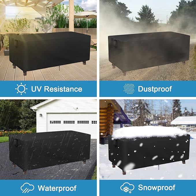 Kingling Patio Table Covers, Rectangular Outdoor Dining Table Cover 56 inch Outdoor Coffee Table Covers Waterproof Heavy Duty Patio Furniture Covers for Outside - 56''L x 32''W x 28''H (Black)