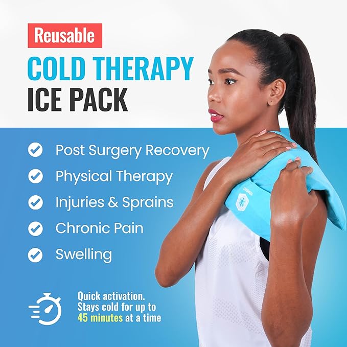 ICEWRAPS 10”x14” Reusable Ice Pack with Soft Fabric Cover - Multipurpose Flexible Cold Therapy Clay Ice Packs for Knee and Back Swelling, Injury, and Chronic Pain Relief