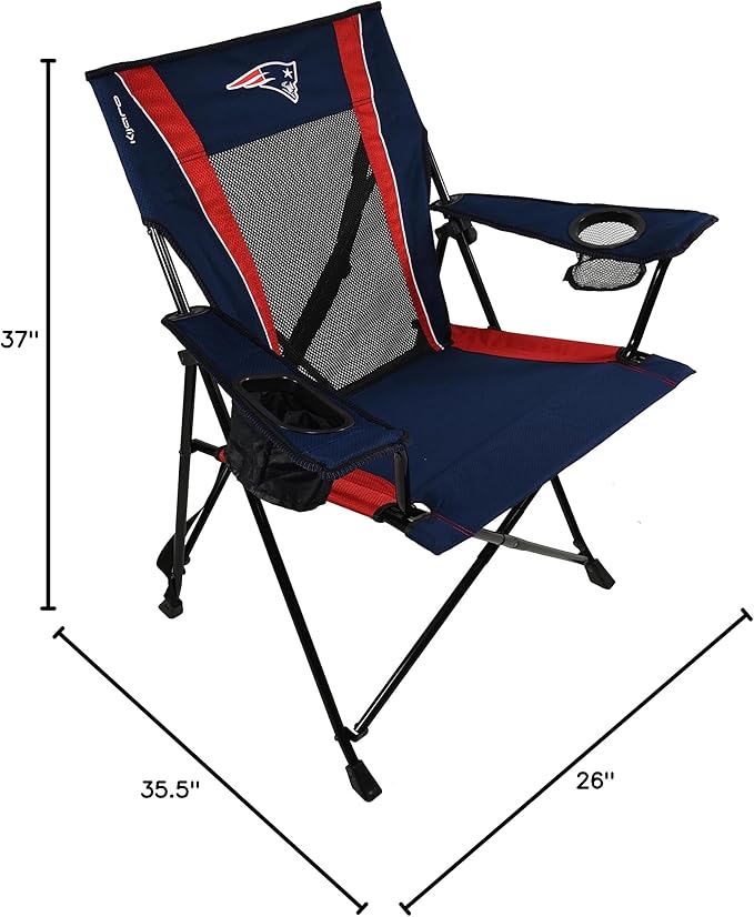Kijaro Dual Lock Pro NFL Sports Fan Folding Chair, 26" L x 35.5" W x 37" H, New England Patriots