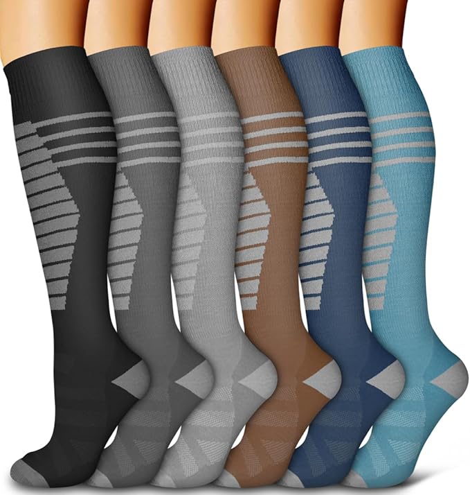 6 Pack Copper Compression Socks for Women and Men Circulation-Best Support for Medical, Running,Nursing,Athletic