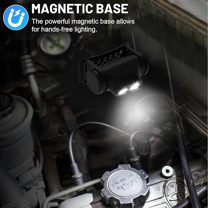 High Lumens Rechargeable Magnetic LED Headlamp for Camping, Hiking, Caving, Fishing, Waterproof Impact-Resistant Bright Head Light with 4 Light Modes, Adjustable Headstrap (6 Pack Magnetic Headlamp)