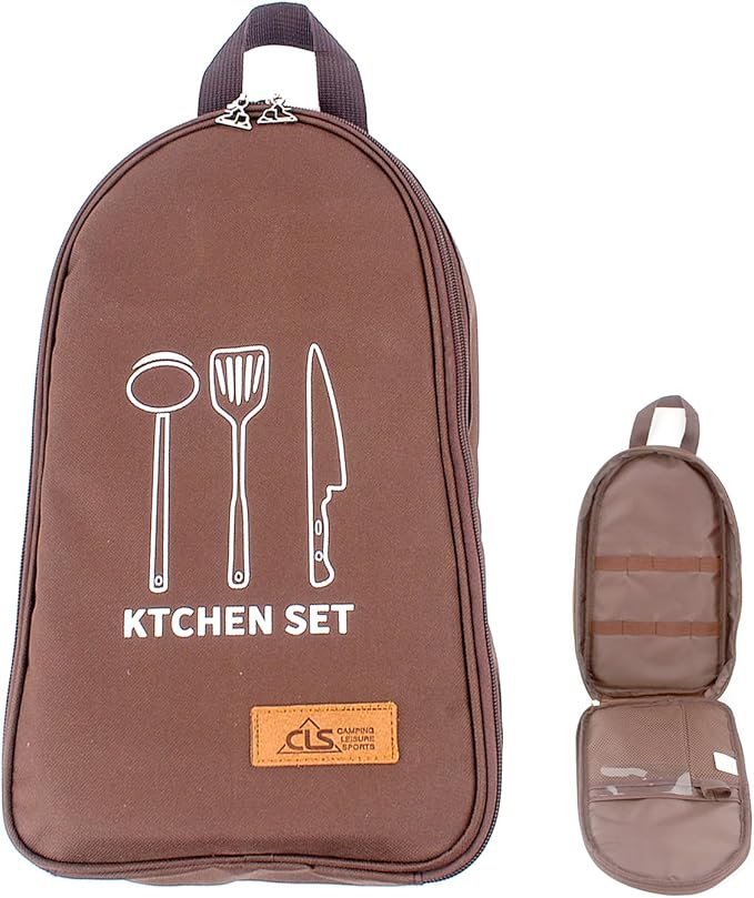NatSumeBasics Camping Travel Cooking Utensils Organizer Travel Bag Portable Pouch for BBQ Camp Cookware Kitchen Kit