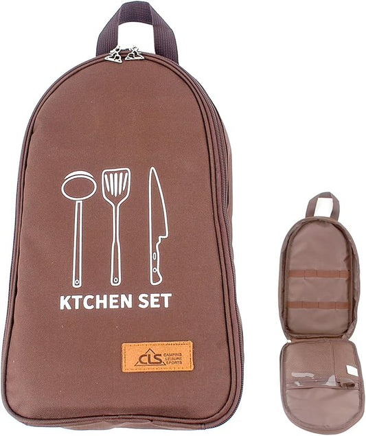 NatSumeBasics Camping Travel Cooking Utensils Organizer Travel Bag Portable Pouch for BBQ Camp Cookware Kitchen Kit