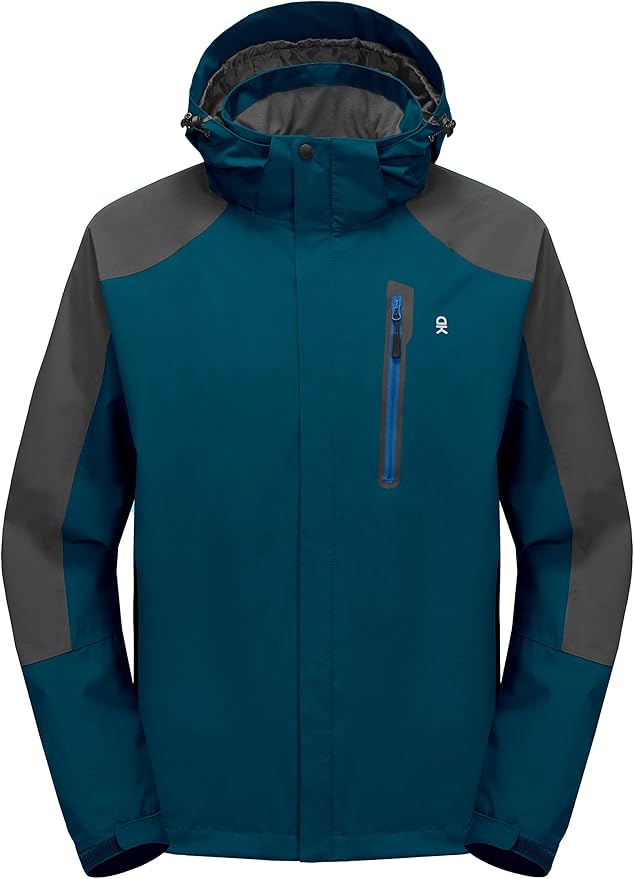 Little Donkey Andy Men's Waterproof Rain Jacket Outdoor Lightweight Hooded Raincoat for Hiking Golf Travel Fishing