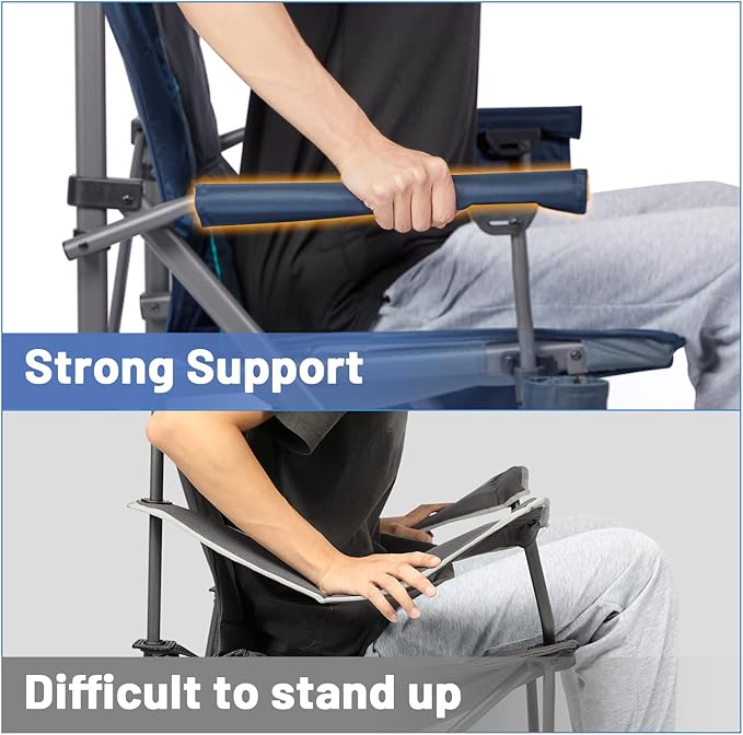 TIMBER RIDGE Oversized Folding Camping Chair High Back Heavy Duty for Adults Support up to 500lbs with Cup Holder, Side Pocket Cooler Bag 2 Pack