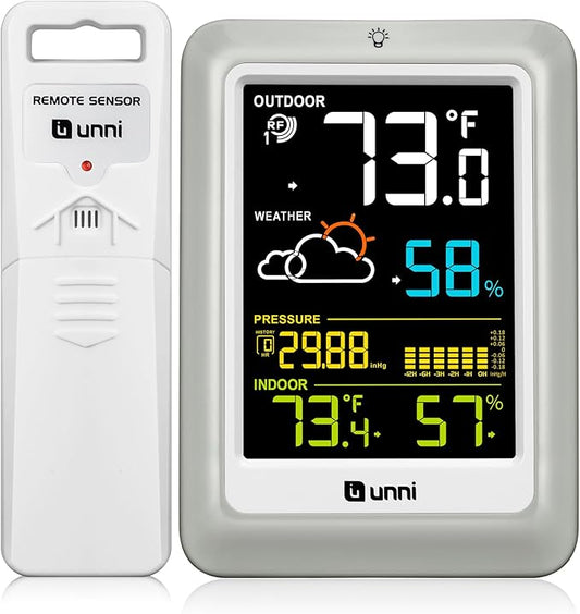 Wireless Weather Stations, with 330ft Range Sensor and Adjustable Backlight Inside Outside Monitor (Colorful)