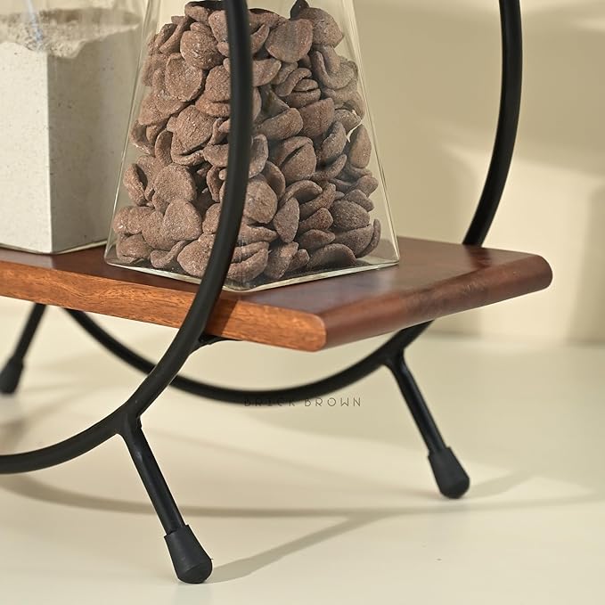 Premium Circular Kitchen Organizer Rack/Kitchen Storage Rack/Spice Rack/Wooden Organizer in Mahogany Finish (Self Assembly) (15X16X7 INCH)