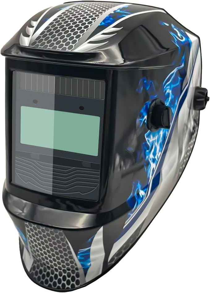 Auto Darkening Welding Helmet with Large Viewing Screen, Solar Powered, Adjustable Shade Range 9-13, Lightweight Welding Mask for TIG MIG ARC Plasma Cutting