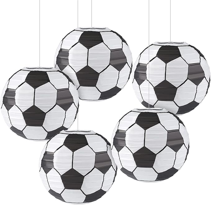 Kesoto 8 In Soccer Ball Paper Lantern Decoration Soccer Goal Birthday Party Decoration - Pack of 5