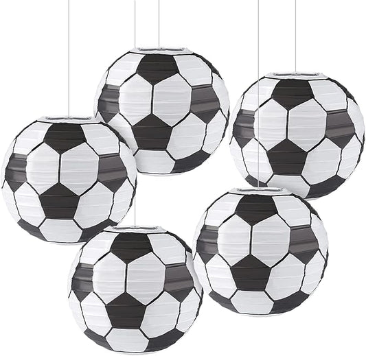Kesoto 8 In Soccer Ball Paper Lantern Decoration Soccer Goal Birthday Party Decoration - Pack of 5