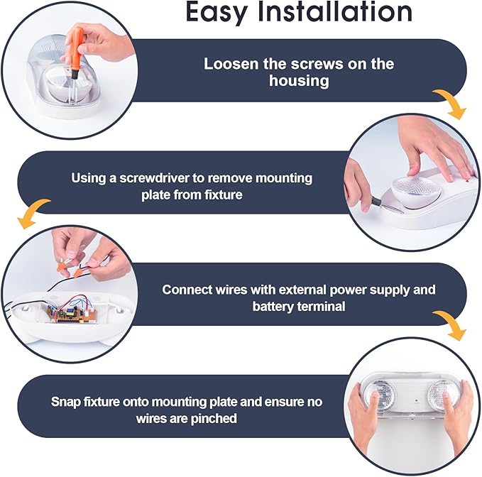 Wet Location Rated Outdoor Emergency Light,Waterproof Exterior Led Emergency Lights with Battery Backup,Adjustable Heads,Commercial Hardwired Emergency Lighting,UL Listed,120-347V (6 Pack)