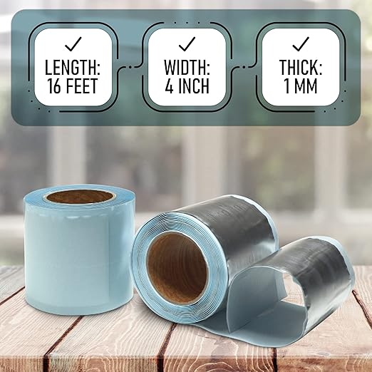 NOON'S UP Super Butyl Tape 16 ft x 4 in x 1mm (1 Pack) - Waterproof Sealing Tape | Leak Repair Weather Proof | Outdoor Waterproof Tape for Leaks | Water Sealant, Pipe