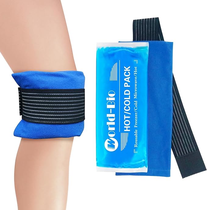 Soft Gel Ice Pack for Injuries Reusable, Flexible Hot Cold Pack for Neck Head Shoulder Knee Ankle Wrist Elbow, Medical Cold Pack for First Aid, Migraines (12'' X 4.7''- 1 Ice Pack & Wrap)
