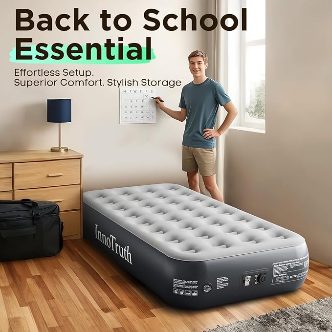 InnoTruth Twin Air Mattress with Built in Pump Raised, Family Choice Award Winner-13in High Bed for Home & Guests