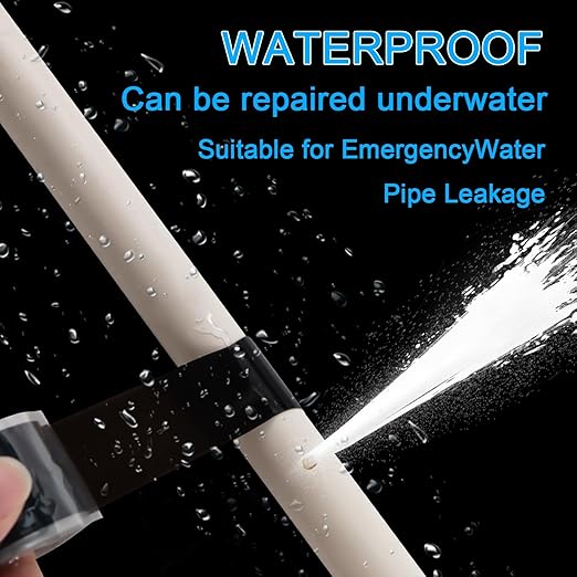 FOURGUN Self Fusing Silicone Tape Black 1" x 16.4FT Heavy Duty Waterproof Leak Proof Repair Tape for Plumbing Hose Pipeline Electrical Wrapping Emergency Seal for Hot/Cold Pipes & Tools