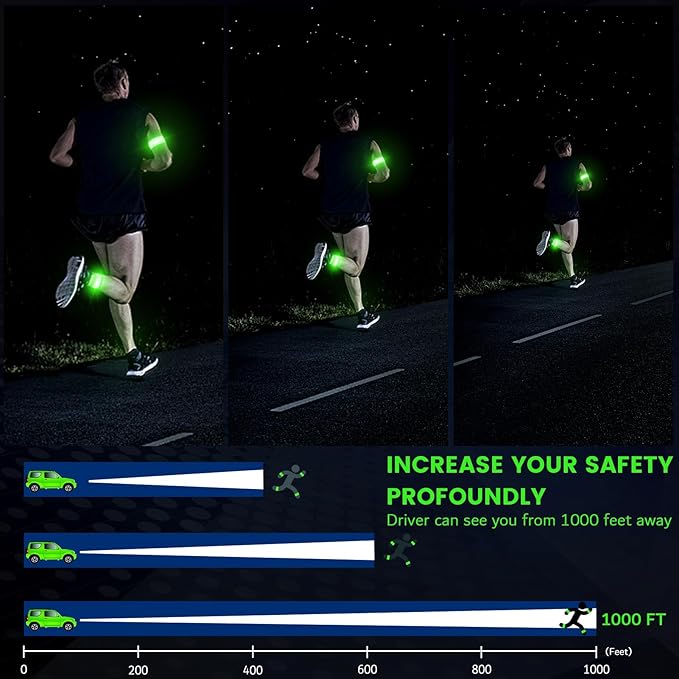 Light Up LED Armband for Running Walking at Night,Reflective Arm Bands for Runners,Rechargeable Jogging Lights,High Visibility Night Running Safety Gear Adjustable Running Women Men Kids