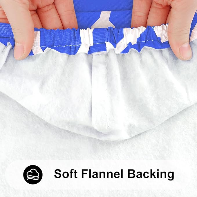 Smiry Rectangle Picnic Table Cover, Waterproof Elastic Fitted Camping Tablecloths for 4 Foot Tables, Wipeable Flannel Backed Vinyl Tablecloth Protector for Indoor, Outdoor (Blue, 24x48 Inches)