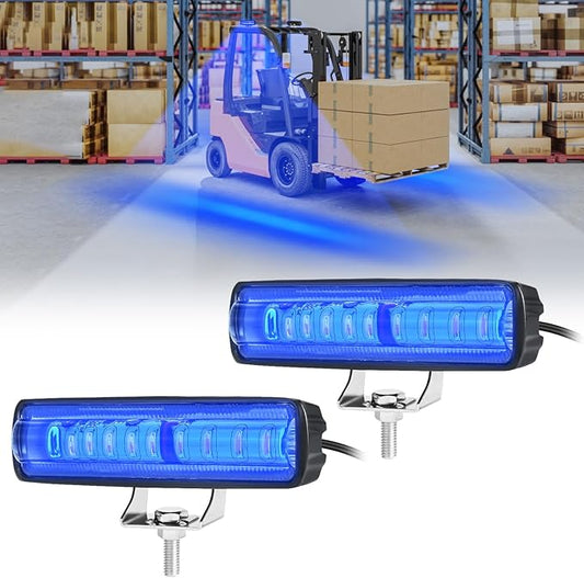 LED Forklift Safety Light - 2 Pack Warehouse Warning Light with Adjustable Mounting Bracket for Truck, AGV Security Indicator Spotlight Brightness (Blue)
