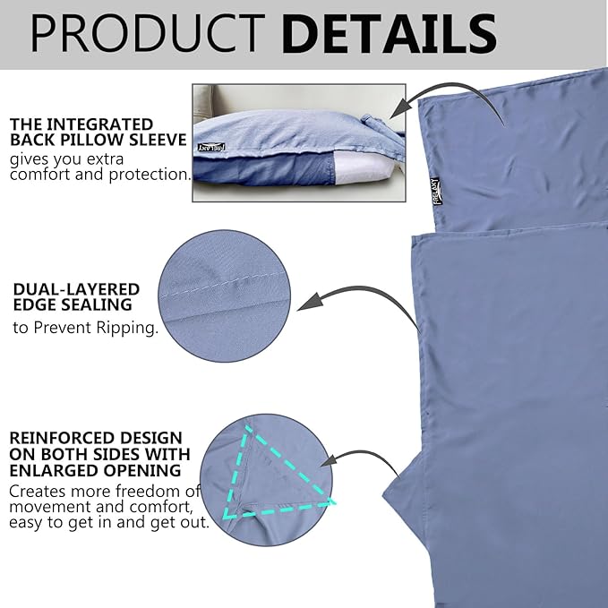 Frelaxy Ultralight Sleeping Bag Liner - Lighter & Compact, 3 Sizes Travel Sheets & Adult Sleep Sack, Comfy Breathable & Cooling & Silky Soft, Quick-Drying, for Backpacking, Hotel, Camping, Hostels
