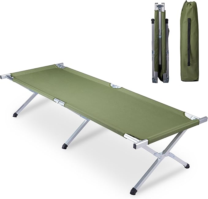 Outvita Folding Camping Cot, Sleeping Bed with Carry Bag, Lightweight Portable Cots for Travel, Fishing, Hiking and Outdoor Activities