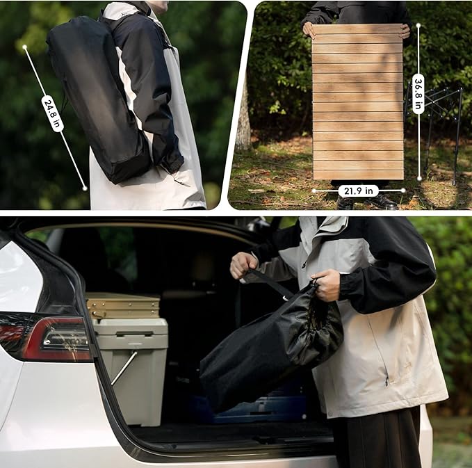 Camping Table Folding Camp Table Roll Up Surface Lightweight, Collapsible Height Adjustable Suitable for Picnic Adults with Carry Bag for Indoor Outdoor BBQ Picnic Gathering Patio