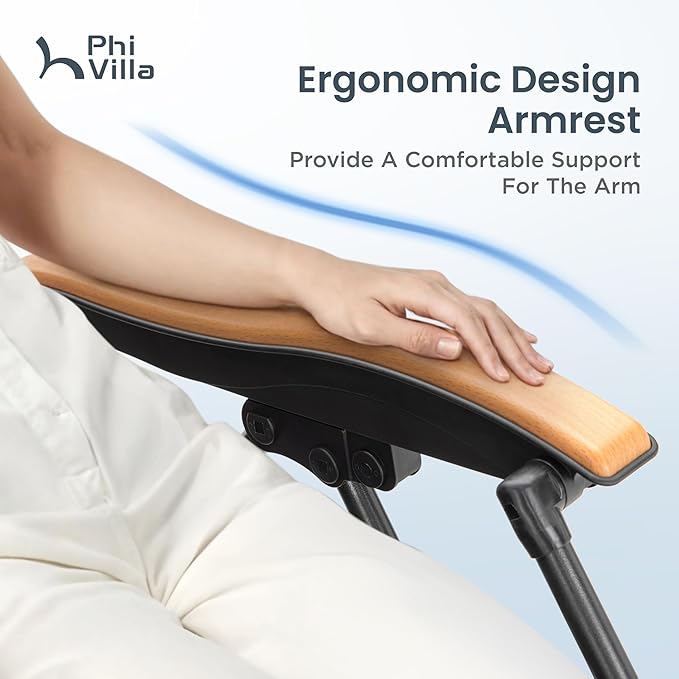 PHI VILLA XXL Oversized Padded Zero Gravity Chair, Foldable Patio Recliner, 30" Wide Seat Anti Gravity Lounger with Cup Holder, Set of 2, Support 400 LBS (Red)