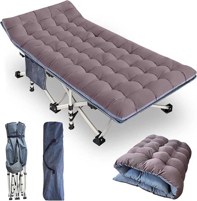 79" L x 32" W x 18" H Camping Cot with Comfortable Mattress for Adults Oversize XXL Cots for Sleeping Camping Bed Folding Cot Heavy Duty with Carry Bag for Home Outdoor Travel