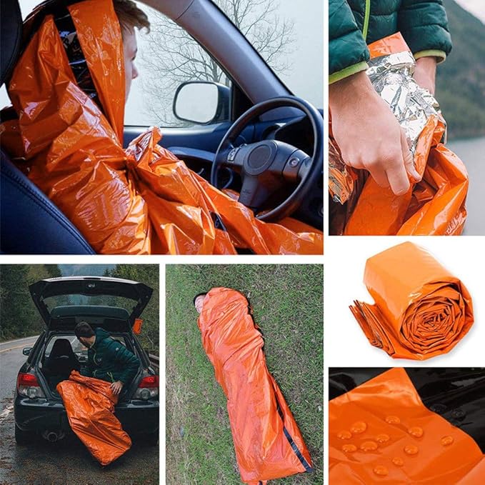Emergency Sleeping Bag - Lightweight Survival Sleeping Bag Waterproof Thermal Bivy Sack Tent Portable Emergency Blanket Survival Gear for Camping Hiking Outdoor Adventure Activities