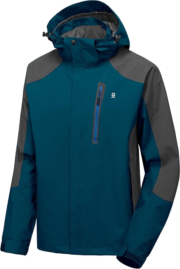 Little Donkey Andy Men's Waterproof Rain Jacket Outdoor Lightweight Hooded Raincoat for Hiking Golf Travel Fishing