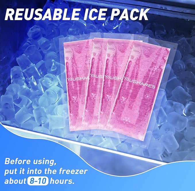 YOUSHARES TSA Approved Ice Packs for Insulin Cooler Travel Case - Travel Ice Packs for Medications, Reusable Small Freezer Packs for Insulin Travel Case (4 Pcs, Purple)