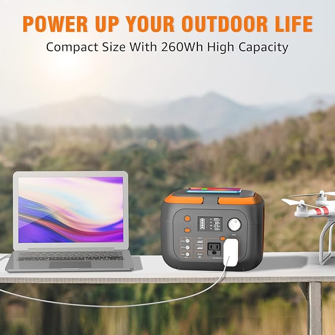 SinKeu 300W Portable Power Station, 260Wh/70400mAh Outdoor Solar Generator, Mobile Lithium Battery Pack, 110V Outlet Solar Power Banks, Camping Power Supply for Laptop, Hurricane Supplies