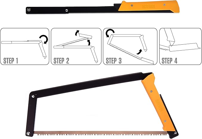 AGAWA - BOREAL24 -> 24 Inch Folding Bow Saw (Black Frame - Yellow Handle - All Purpose Blade)