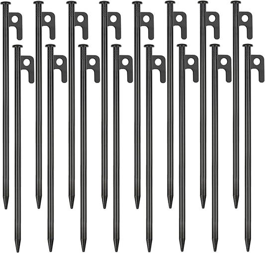 16 Pack Tent Stakes Heavy Duty Metal Tent Pegs for Camping Steel Tent Stakes 12 inch Unbreakable and Inflexible