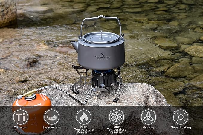 Boundless Voyage Titanium Kettle with Folding Handle & Filter Ultralight Teapot Outdoor Camping Coffee Pot for Boiling Water Coffee Tea