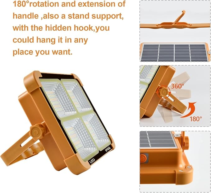 Portable LED Work Solar Light 100W 16500mAh 10000 LM with Stepless Brightness Job Site Battery Rechargeable LED Floor Light for Emergency Worklight for Hurricane Father's Day Gift