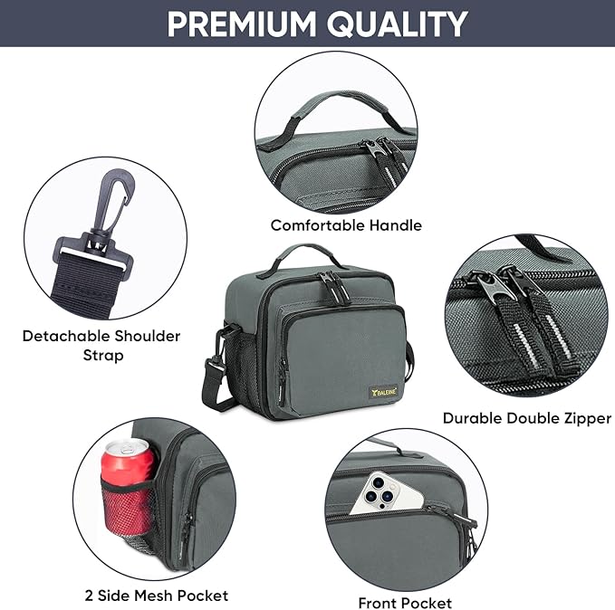 BALEINE Insulated Lunch Bag for Men Women, Leakproof Cooler Bag with Adjustable Shoulder Strap for Work Picnic, Lunch Box for Women Men (Small, Black)