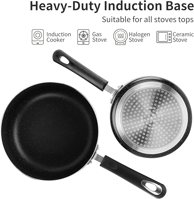 Nonstick Saucepan Set with Lid, Non Stick 2Qt & 3Qt Sauce Pan Set with Glass Lid Small Pot for Home Kitchen