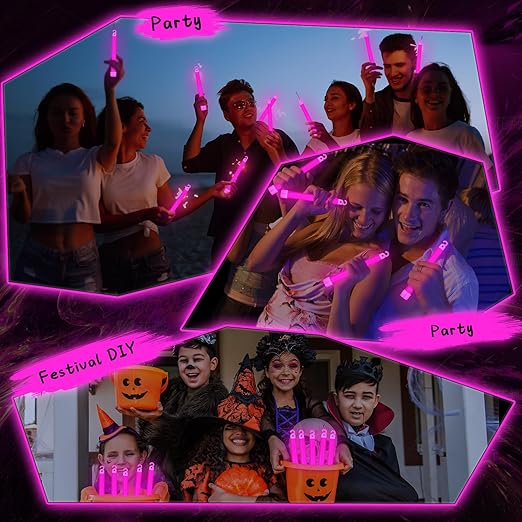 Sotiff 48 Pcs Bright 6 Inch Large Glow Sticks Bulk Emergency Glow in The Dark Sticks with 12 Hour Duration for Camping Hiking Outdoor Parties Activities Survival Storms Blackouts (Rose Pink)