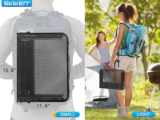 Small Floding Grill Table with Mesh Layer, 2 Height Adjustable, Portable & Lightweight Metal Camping Table for Outdoor, Beach & BBQ - Compact (2 FT, Black)