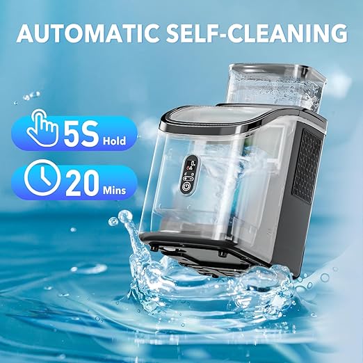 Countertop Ice Cube Maker, 33LBS/24H Portable Ice Machine with External Water Tank, 16Pcs Ready in 13 Mins, Auto-Cleaning, 2 Ways to Add Water, with Ice Scoop & Basket, for Home/Kitchen/Office