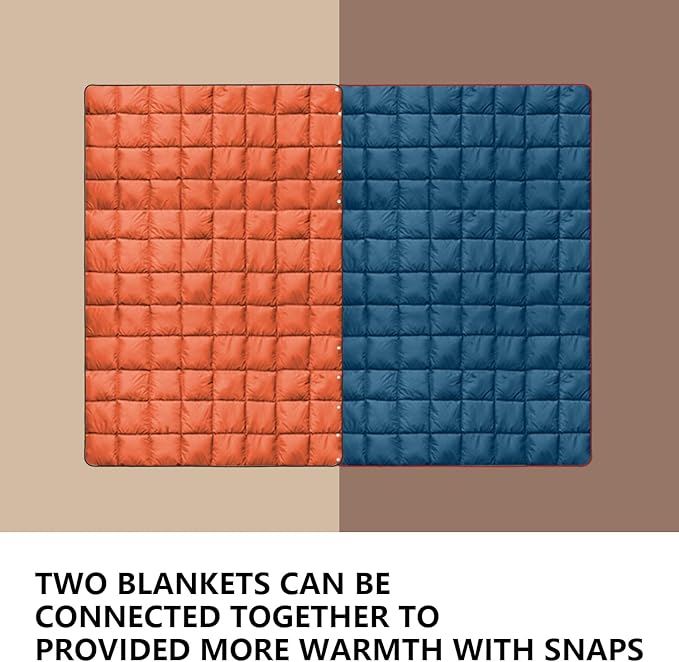 zzlamb Puffy Down Camping Blanket Water-Repellent, Down Throw Travel Blanket Portable for Outdoor, Light Warm Quilt for Couch Plane Car Theater Stadium Picnic RV Backpacking Hammock