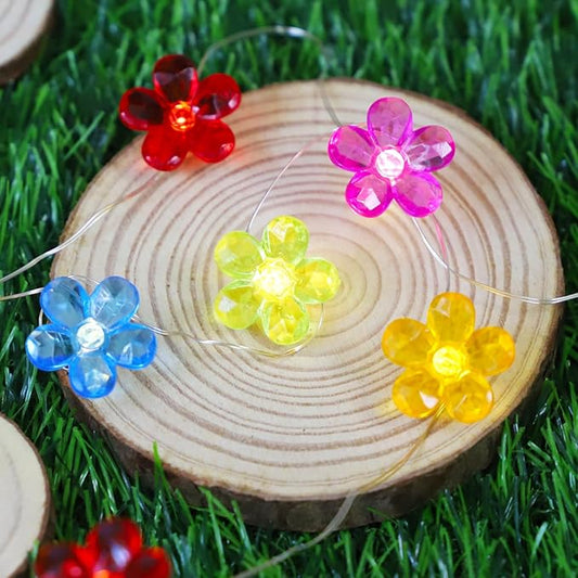 Flowers Fairy Lights 30 LED Copper String Lights with Remote Control & Battery Operated 5 Colors Flowers Lamp for Christmas, Summer, Wedding, Girls Bedroom, Outdoor Decor