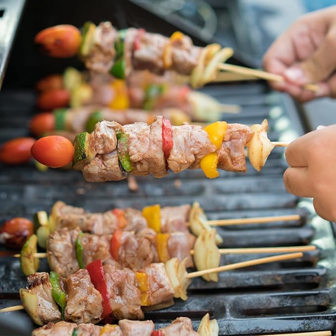 1000 PCS Bamboo Skewers, 10 Inch Wooden Skewer for Appetizers, Fruit, Kebabs, Grilling Barbecue, Mini Burger, Sausage, Cocktail Picks for Drinks, Long Toothpicks, Food Sticks Natural, Kitchen Gadget