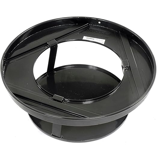 Global Industrial 24 Gallon Heavy-Duty Outdoor Metal Slatted Round Trash Receptacle with Rain Bonnet Lid, Powder Coat Finish, 23" Diameter x 41-3/4"H, Black
