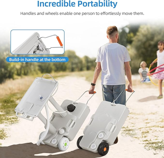 YITAHOME Portable Sink Camping,30 L Hand Washing Station with 30 L Sewage Tank, Rolling Wheels, Soap Dispenser, Towel Holder, Ideal for Outdoor, Travel, RV, Boat, Camper, Tripper