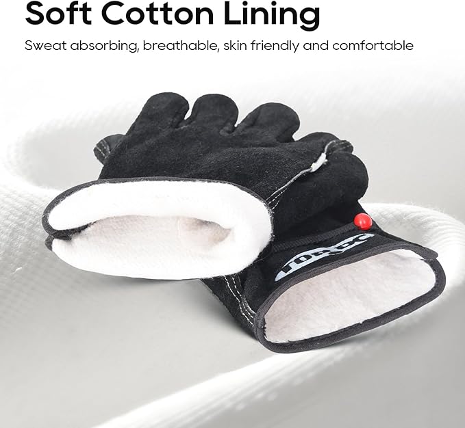 TOPDC 2 Pairs Leather Work Gloves for Men or Women, Cowhide Leather Gloves for Gardening, Tig/Mig Welding, Chainsaw, Farm, Ranch, Reinforced Palm, Adjustable Cuff, Cotton Lining, Firm Grip & Durable