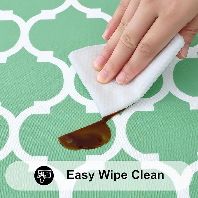 Smiry Rectangle Picnic Table Cover, Waterproof Elastic Fitted Camping Tablecloths for 4 Foot Tables, Wipeable Flannel Backed Vinyl Tablecloth Protector for Indoor, Outdoor (Sage Green, 24x48 Inches)